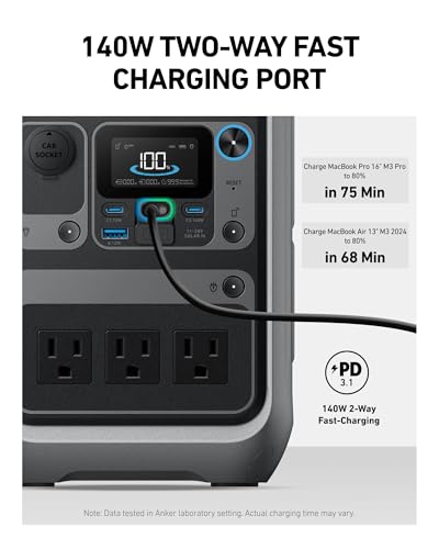 Image of Anker Solar Generator SOLIX C300 with Protective Bag, 288Wh Portable Power Station, 300W (600W Surge), LiFePO4 Battery, 140W Two-Way Fast Charging, for Outdoor Camping, Traveling, and Emergencies