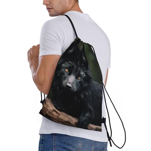 Black Beaver1 print Drawstring Bag Sack Gym Bag Ditty Bag for Gym Traveling, Hiking, Yoga, Shopping for Adult3