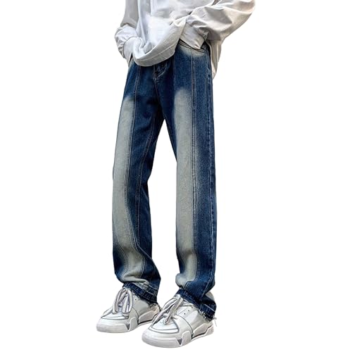 Blue Jeans Mens Pants Casual Loose Fit Jeans for Men Relaxed Fit Lounge Pants Straight Leg Regular Fit