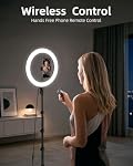 TODI 12" Ring Light with 63" extendable Tripod Stand, Selfie Ring Light with Phone Holder and Remote, 【2-in-1】 Dimmable LED Ring Light & Selfie Stick for Makeup/Live Stream/Photography