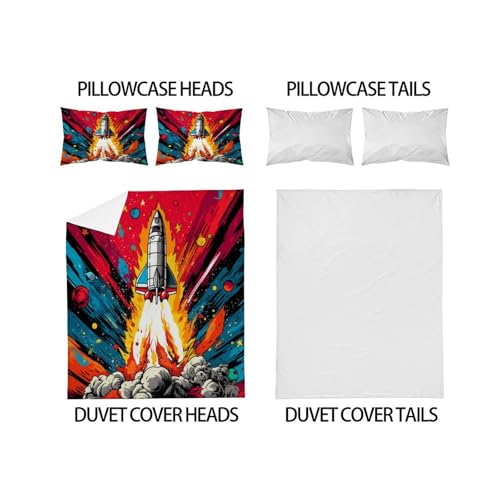 Housse de couette space rocket sous le ciel cosmique pour s'endormir - 4