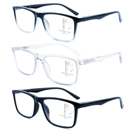 Progressive Reading Glasses 1.75,Clear Reader for Men and Women,Square Cheaters Glasses Comfortable Spring Hinges