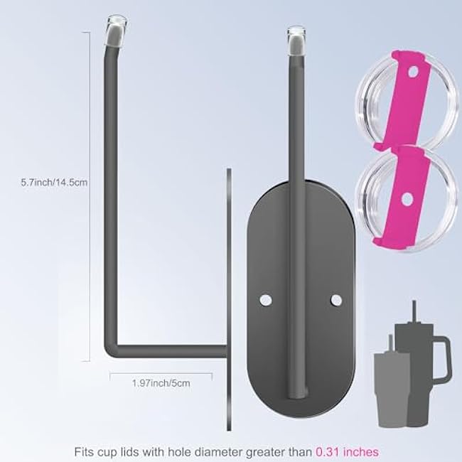 2 Pack Tumbler Lid Organizer, Space Saving Lid Organizer for Yeti/Stanley/Owala/Simple Modern Cup Lids Hook, Self-Adhesive/Drilling Lid Hook for Kitchen Cabinet Organizers and Storage