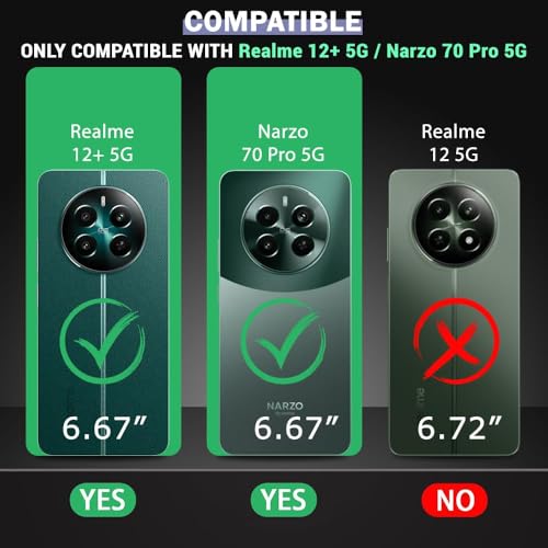 Image of REALCASE Hybrid Armor Back Cover Case for Realme 12 Plus 5G / Realme P1 5G / Narzo 70 / Narzo 70 Pro 5G | 360 Protection | Crystal Clear Hard Back Transparent Cover (Clear PC + Black TPU Bumper)