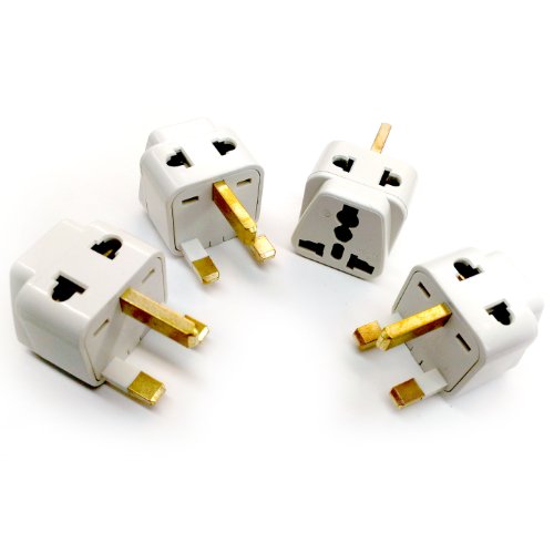 Plug Adaptor England, UK, Hong Kong 2-In-1 Universal Type G - 4 Pack