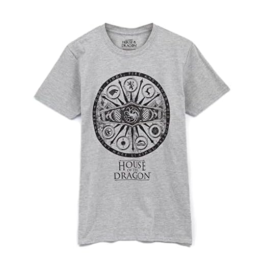 Game of Thrones House of The Dragon Crown Símbolo Camiseta Mens Gray Top