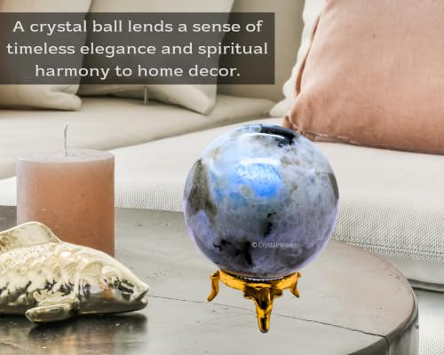 Image of Certified Rainbow Moonstone Crystal Ball for Meditation - Premium Crystal Vastu Items for Home and Feng Shui Items for Good Luck - Ideal for Pooja Supplies and Spiritual Practices (2.5 inch Inch)