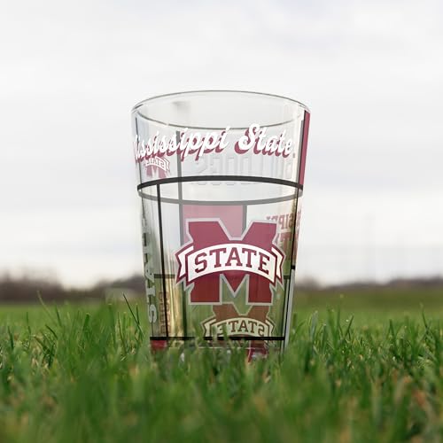 Image of Logo Brands NCAA oz Stained Glass Pint Glass - 3D Embossed Logo & Bold Team Colors - Durable Sports Fan Beer Glass for Home, Bar & Tailgates