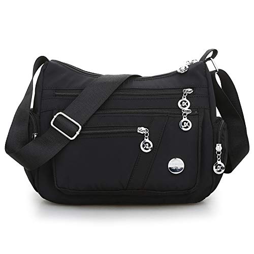 Women's Small Crossbody Bag, Waterproof Nylon,Sling Bag(Black)-image-29