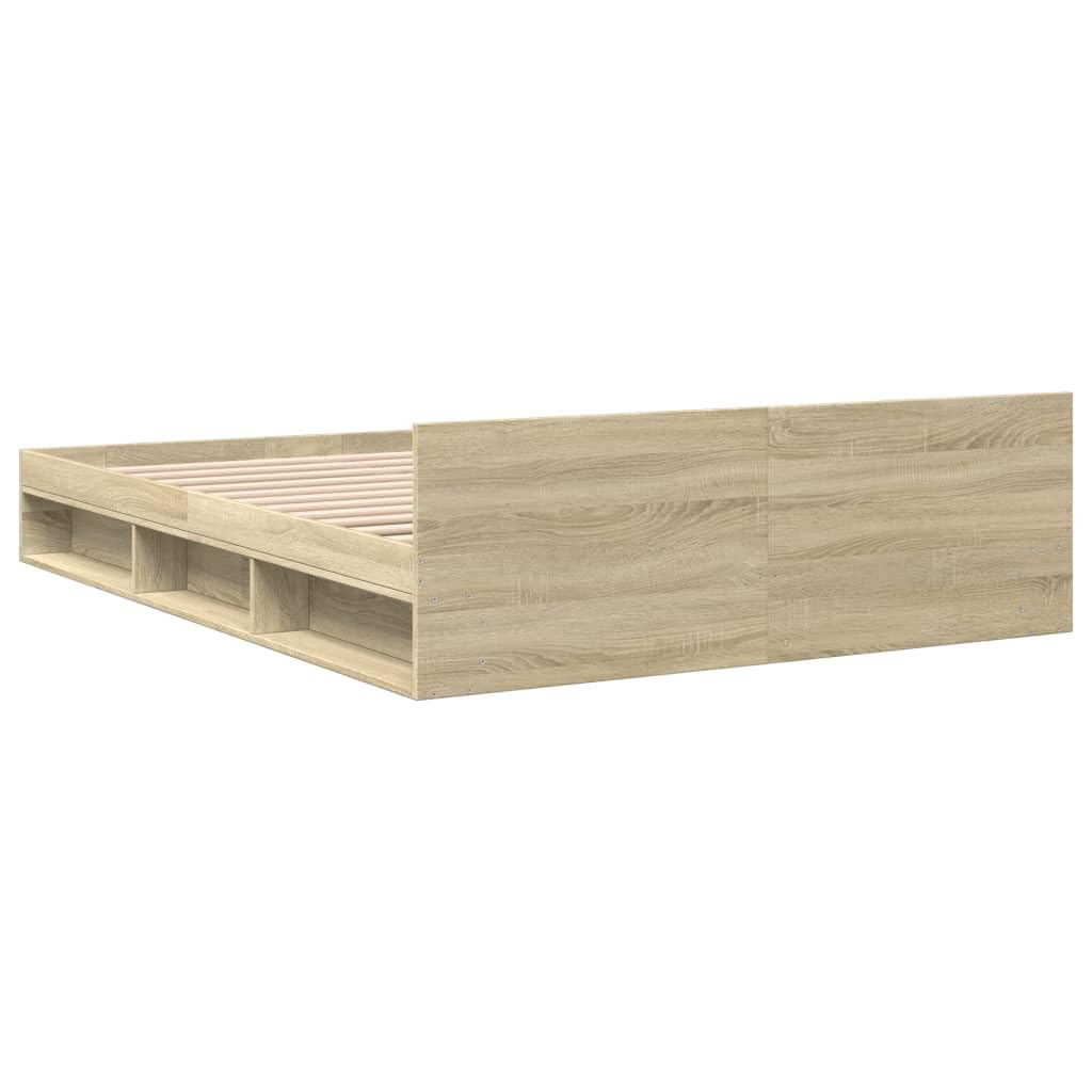 vidaXL Cama con cajones Madera ingeniería Roble Sonoma 150x200 cm