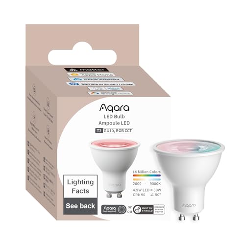 Aqara Thread/Zigbee Smart LED Light Bulb T2 GU10, Tunable White...