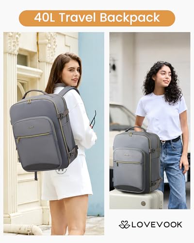Image of LOVEVOOK 40L Travel Backpack Flight Approved Carry on Backpack,3 Packing Cubes,Waterproof Personal Item Travel Bag,TSA Carry on Luggage Suitcase Travel Essentials,Gifts for Women & Men,fits 17 inch Laptop