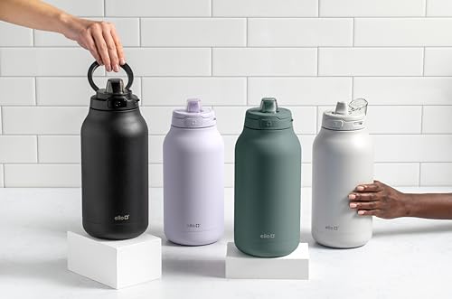 Image of Ello Hydra 64oz Stainless Steel Water Jug with Locking Leak Proof Lid | Reusable Half Gallon Vacuum Insulated Metal Bottle with Silicone Straw, Keeps Drinks Cold All Day, Gift Ready, Olive Tree