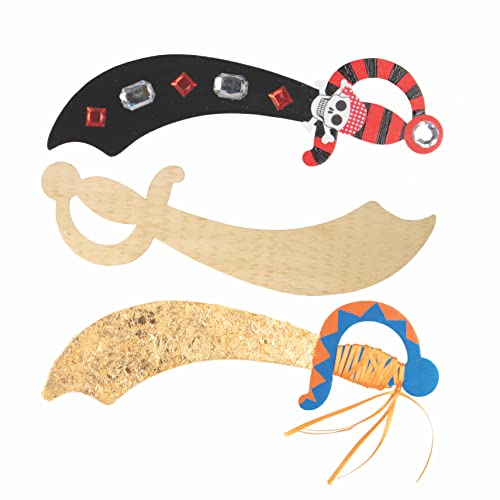 Dimensioni: 28 cm Baker Ross Spade Pirata di Legno per Bambini da Creare, Personalizzare ed Giocarci (confezione da 4)