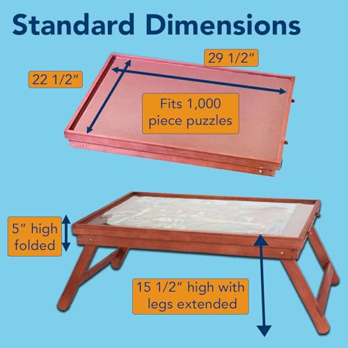 Image of Bits and Pieces Portable Foldable Jigsaw Puzzle Board with Cover and Legs - 21 inch x 29 inch Puzzle Table with Drawers for Sorting - Versatile Game Table for 1000 Piece Puzzles, Board Games