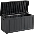Yardgrace 270 Gallon Lockable Resin Outdoor Storage Box, Waterproof & Weather Resistant Deck Box for Patio Cushion, Garden Tools & Pool Accessories, Black
