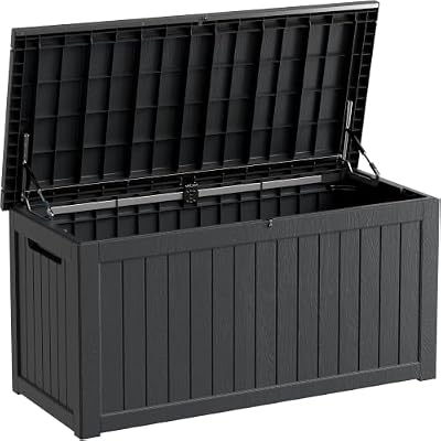 Yardgrace 270 Gallon Lockable Resin Outdoor Storage Box, Waterproof & Weather Resistant Deck Box for Patio Cushion, Garden Tools & Pool Accessories, Black