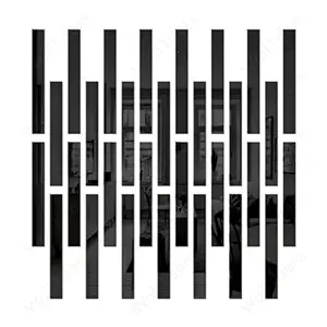 Wall1ders 30 Pcs Mirror Wall Stickers Striped Design Mirror Art Tile Decal Decoration DIY Self Adhesive Wall Line Border Acrylic Mirror for Home Living Room Bedroom D cor - (Black)