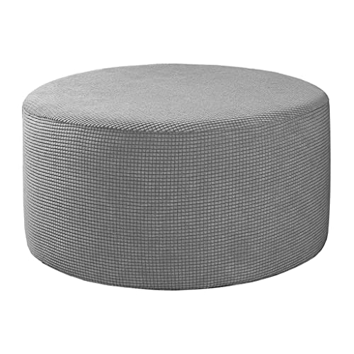 MERIGLARE Round Footstool Cover, Pouffe Covers, Small Ottoman Stool Seat Cover, Removable & Washable Stretch Slipcover Furniture Protector for Round Foot Stool Dia. 48-55cm - Gray - Cosy Home Interiors MERIGLARE Round Footstool Cover, Pouffe Covers, Small Ottoman Stool Seat Cover, Removable & Washable Stretch Slipcover Furniture Protector for Round Foot Stool Dia. 48-55cm - Gray