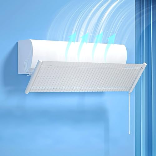 Deflector para aire acondicionado universal, ajustable, para parabrisas de aire acondicionado, escudo de frío y calor, para casa/oficina, ancianos, bebés, mujeres embarazadas (blanco)