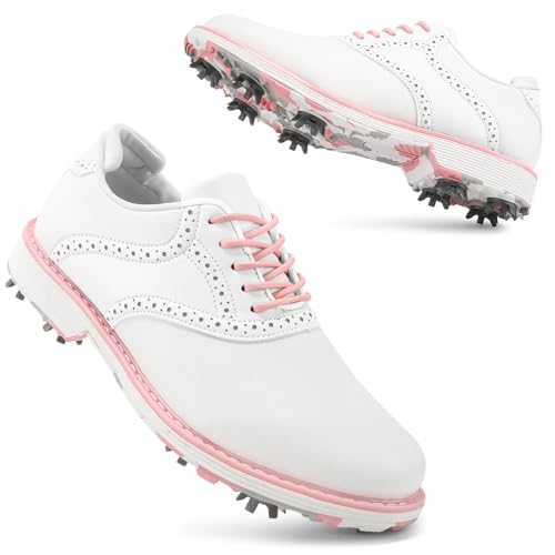 Ifrich Professionelle Golf-Sneaker für Damen, Spikes, wasserdicht, Golf-Sportschuhe, Damen-Golf-Trainings-Sneaker mit Spikes, Weiß Camou, 38.5 EU Ifrich Professionelle Golf-Sneaker für Damen, Spikes, wasserdicht, Golf-Sportschuhe, Damen-Golf-Trainings-Sneaker mit Spikes, Weiß Camou, 38.5 EU