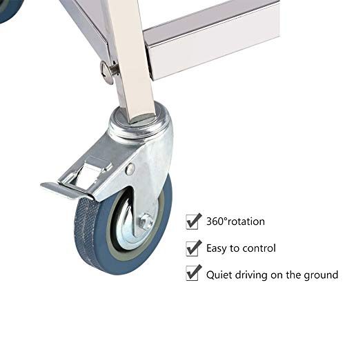 Ejoyous 3 Böden Küchenwagen, Servierwagen Edelstahl Mit Rollen Aufbewahrungswagen Multifunktion Rollwagen Mit 3 Ebenen… – Bild 5