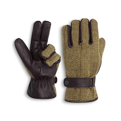 Walker and Hawkes Unisex Derby Tweed Brookmore Gloves - Stylish Wool Blend, Comfortable Fit, Warm Lining, Light Sage - Medium