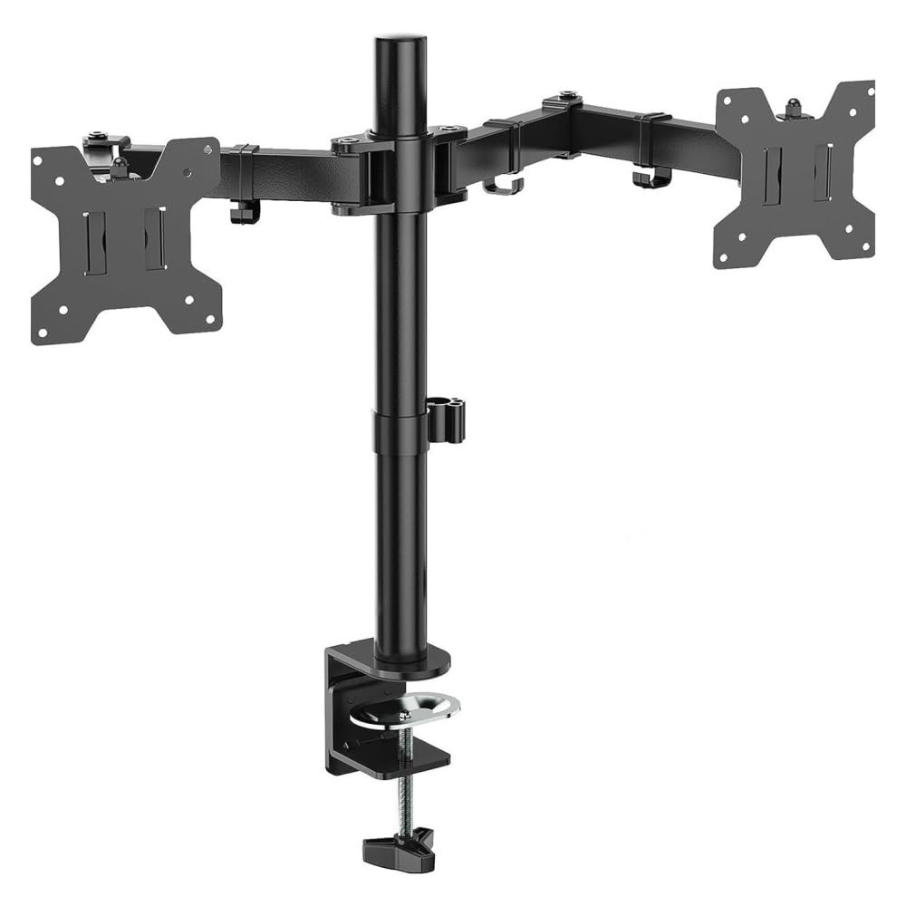 SaryEdge Monitor Stand Universal Dual Monitor Mount Stand, Adjustable Height and Rotation, Clamp-on Arm Stand for Perforated Computer Screens 27 inch Monitor S,