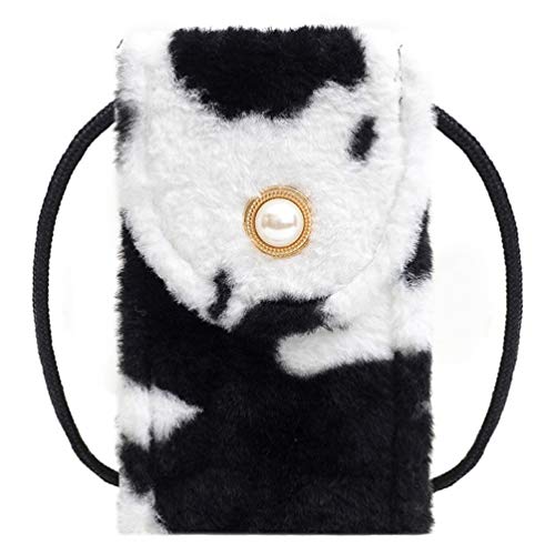 KESYOO Bolsa de Ombro de Pelúcia Com Padrão de Vaca Bolsa de Telefone para Viagem Ao Ar Livre Crossb