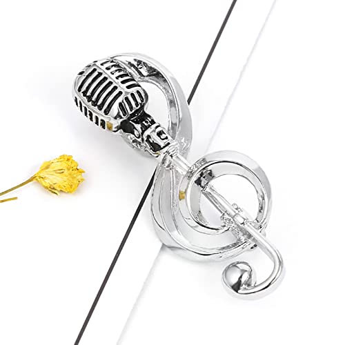 Image of Music Note Brooch for Creative Microphone Brooch Music Note Enamel Pins Alloy Bag Clothes Lapel Pin Jewelry Decor Gift for Women Men Boy G