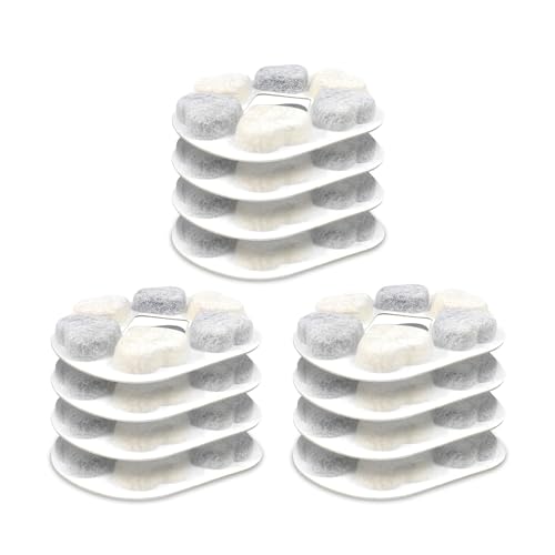 HOMJOY 4x Katzenbrunnen Ersatzfilter Kompatibel mit allen Pretty Paw Trinkbrunnen Patentiert Innovatives Austauschfilter-Set im Herz-Design mit sechs Filterpunkten aus hochdichter Aktivkohle