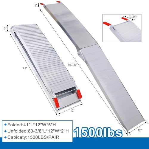 Rampas portátiles para carga 80x12 pulgadas aluminio 1500 lbs miniatura 2