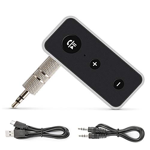 Bluetooth 5.0 aux Adapter, POSTA Audio Car Kit Receiver, Portable Wireless Audio Adapter 3.5mm Aux for Music, Home Hi-fi System, Speaker, Headphones, Hands-Free Car Kit with Microphone