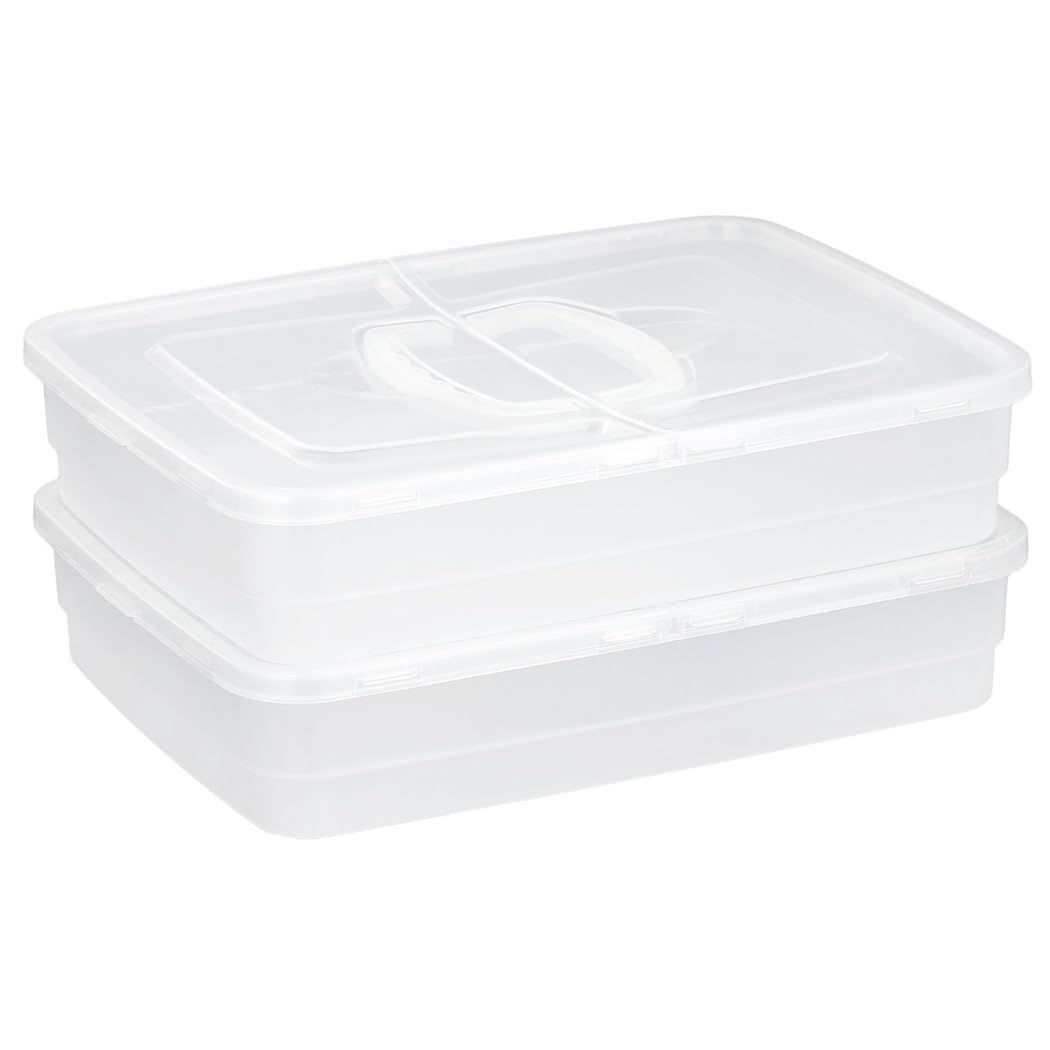 Lot de 2 bacs à pâte pour pizza, plateaux de fermentation pour pâte à pizza, récipients de rangement transparents et durables, moules à pizza de grande capacité et poignées