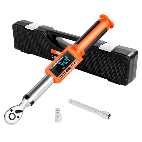 VEVOR digitaler Drehmomentschlüssel Set mit 3/8 Zoll Antrieb (0–135 Nm) 72 Zähne ±2% präziser elektronischer Drehmomentschlüssel mit voreingestelltem Wert & LED-Benachrichtigung Autoreparatur