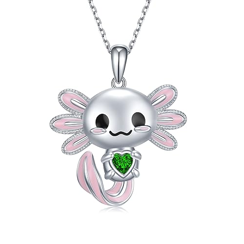 Image of Axolotl Necklace 925 Sterling Silver Axolotl Pendant Cute Animal Jewelry Gift for Women
