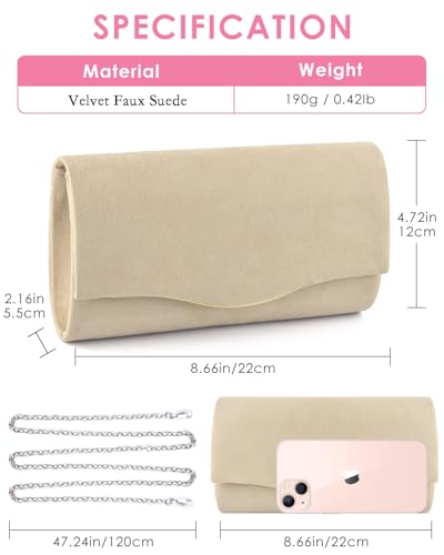 Image of TINDTOP Clutch Purses for Women, Formal Evening Bags Suede Shoulder Envelope Party Handbags Wedding Cocktail Prom Clutches