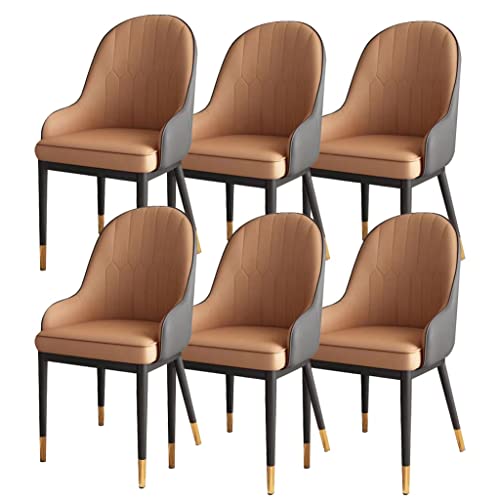 Silla de Comedor Moderna Juego de 6 Sillas de Comedor de Cocina, Sillas Modernas con Brazos Decorativos para Sala de Estar de Cuero con Patas de Metal de Hierro Forjado para Restaurantes Comerciales e Cover