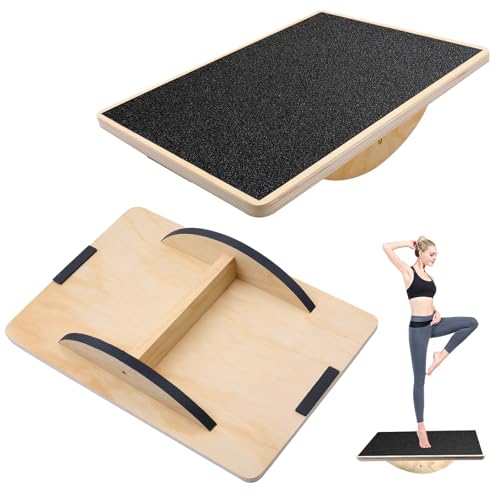 Rongrongago Balance Board, Holz Gleichgewichtsboard Rutschfest Wackelbrett Erwachsene Training Wackelbrett Physiotherapie für das Gleichgewicht Dehnung der Beinmuskulatur Rongrongago Balance Board, Holz Gleichgewichtsboard Rutschfest Wackelbrett Erwachsene Training Wackelbrett Physiotherapie für das Gleichgewicht Dehnung der Beinmuskulatur
