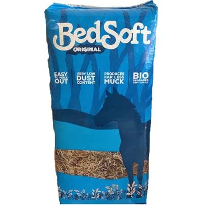 BedSoft Original Blue Horse Bedding 16KG – Premium Low Dust Wheat Straw, Soft, Clean and Highly Absorbent Biodegradable Stable Bedding for Horses, Ponies, Poultry and Small Animals