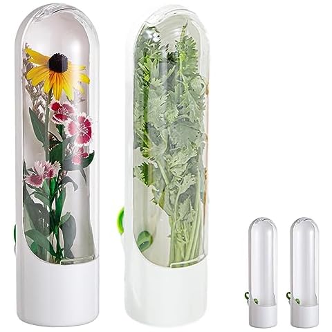 PUXING 2pcs Herb Saver for Refrigerator Herb Saver Pod Asparagus Container For Fridge Cilantro Containers for Refrigerator Herb Keeper for Cilantro, Parsleys(COLOR:white+transparent) Cover