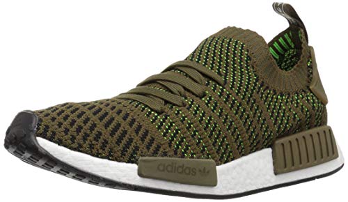 adidas Originals Men's NMD_R1 STLT Primeknit Running Shoe, Trace Olive/Black/Solar Slime, 10.5