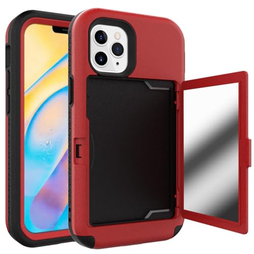 Coque miroir caché iPhone 12 Mini antichoc rouge robuste
