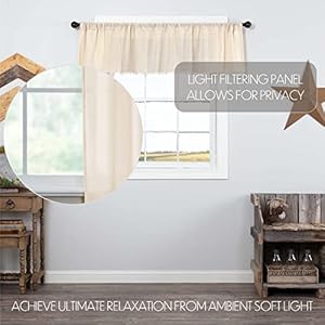 Vhc brands farmhouse 16×72 valance natural rod pocket kitchen window curtain  urban country home decor