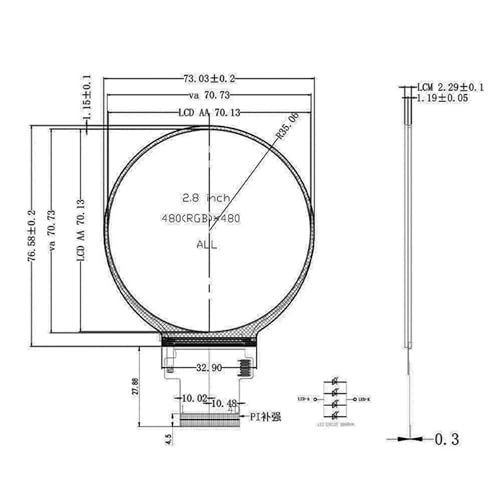 Image of TekGroAml 2.8 inch Mini IPS PC Case LCD Round Display,480x480 330 nits | Circular Screen & mini HDMI Control Board