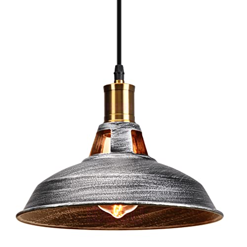 iDEGU Suspension Luminaire Industrielle, 27CM Rétro Lustre Plafonnier en Métal E27 Éclairage de Plafond Vintage Lampe Suspension pour Salon Cuisine Salle à...