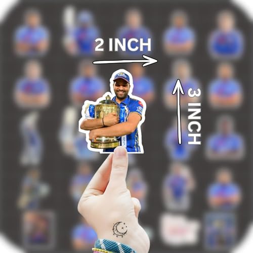 Image of Mumbai MI Stickers - Pack of 25 | Waterproof Vinyl MI Cricket Stickers for Laptop, Phone, Water Bottle, Bike, Car, Notebook | Self Adhesive Glossy Sticker Pack 2026