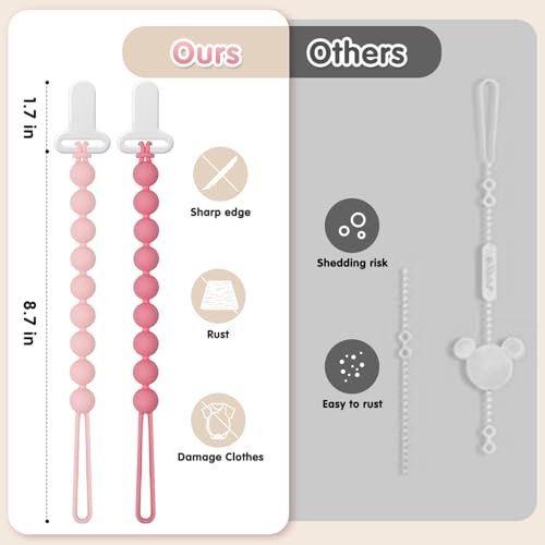 Image of Pacifier Clips Baby Girls - Draklary 4 Pack Paci Clip Silicone Soothe Baby Binky Holder for Newborn Essentials Shower Birthday Gift Scenes