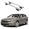 ERKUL Roof Rack Cross Bars for Volvo V60 2015-2018 | Aluminum Crossbars with Anti Theft Lock for Rooftop | Compatible with Flush Rails - Silver