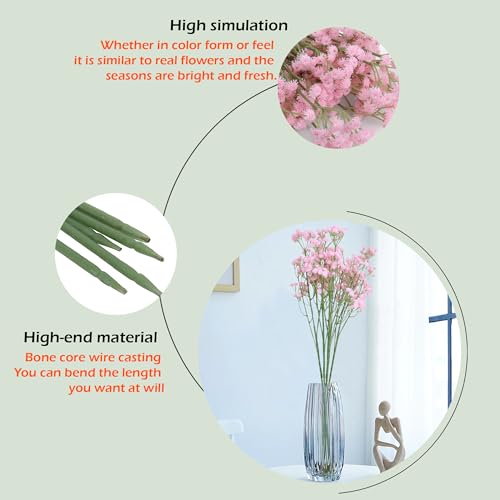Image of HOMEVERSE Baby Breath /Gypsophila Artificial Fake Silk Plants Wedding Party Decoration Real Touch Flowers DIY Home Garden(Pink-05)